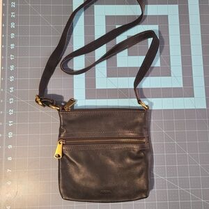 Fossil Black Leather Crossbody Bag